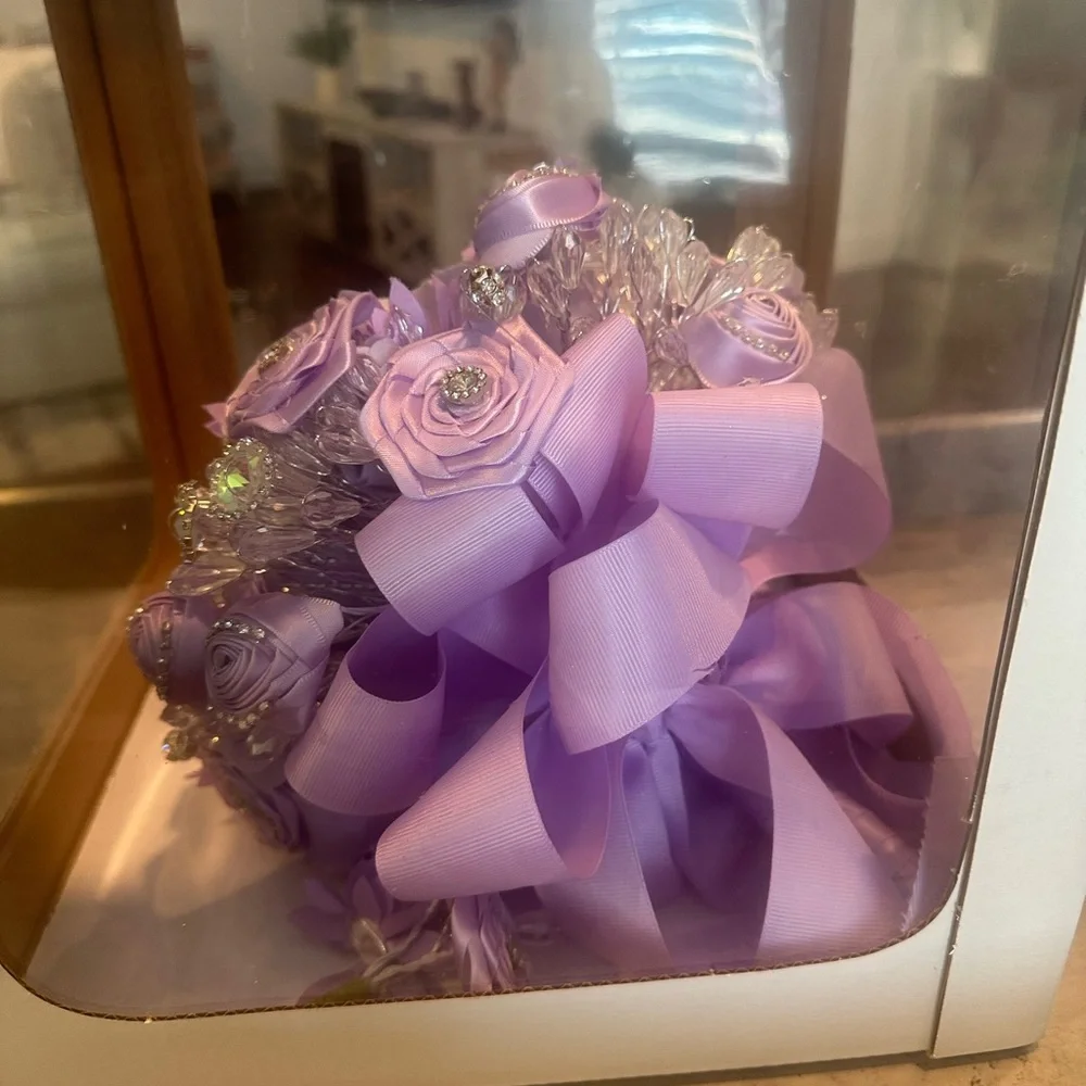 Lavender wedding bouquet with, Grooms boutonniere. - Picture 9 of 11